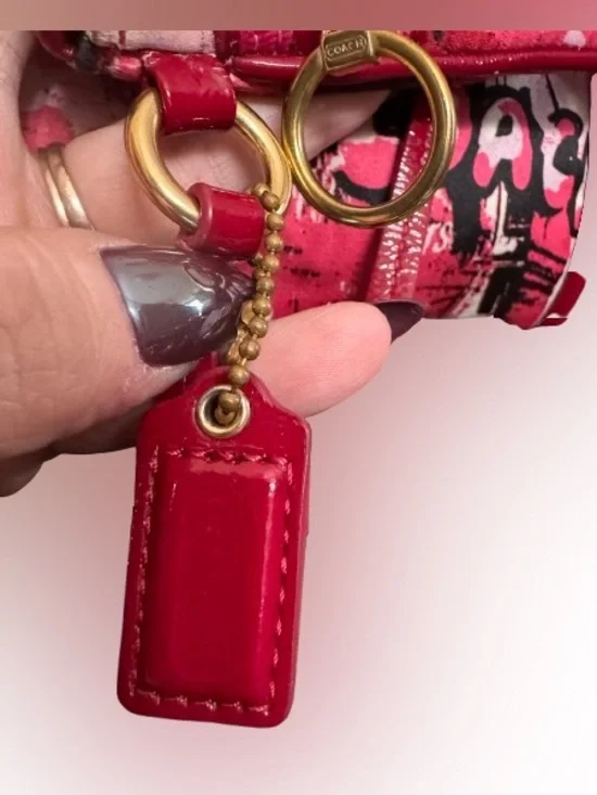 Coach Y2K Poppy Graffiti Glam Tote & Wristlet  Set (Pink Multi) - GUC - Picture 12 of 14